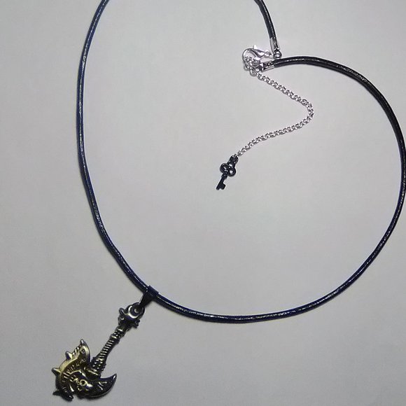 Gothic Biker Bronze Skull Axe Unisex 20" Leather Cord Choker/Necklace - Picture 3 of 10